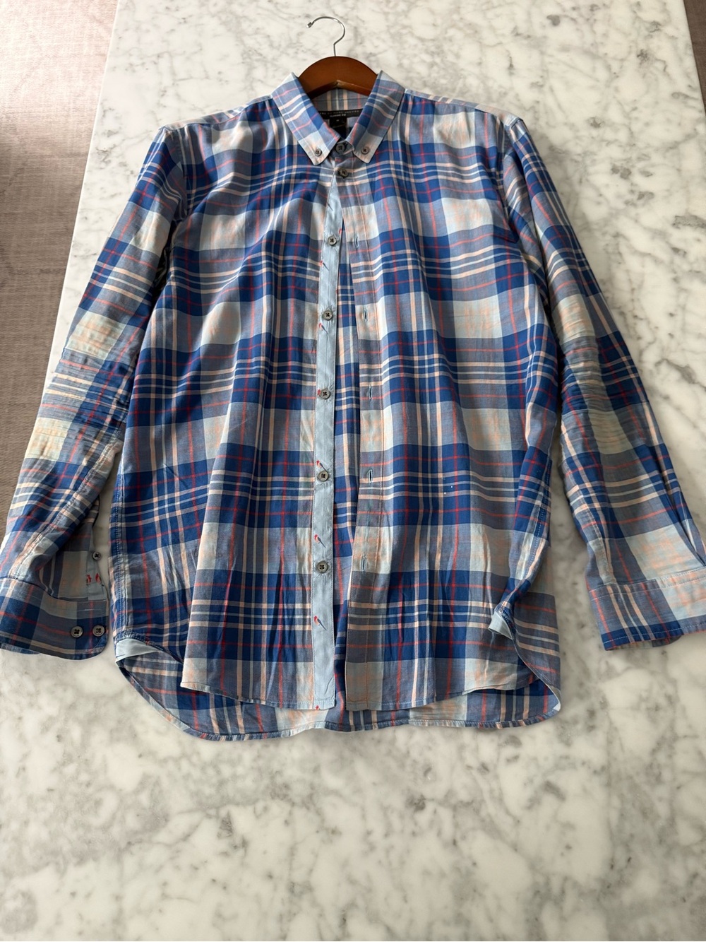 Marc by Marc Jacobs Blue and Pink Plaid Button-Down Shirt